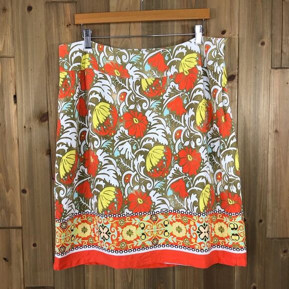 Cato Woman Multicolored Floral Linen Rayon Blend A-line Skirt Side Zip Size 16W - Picture 2 of 16